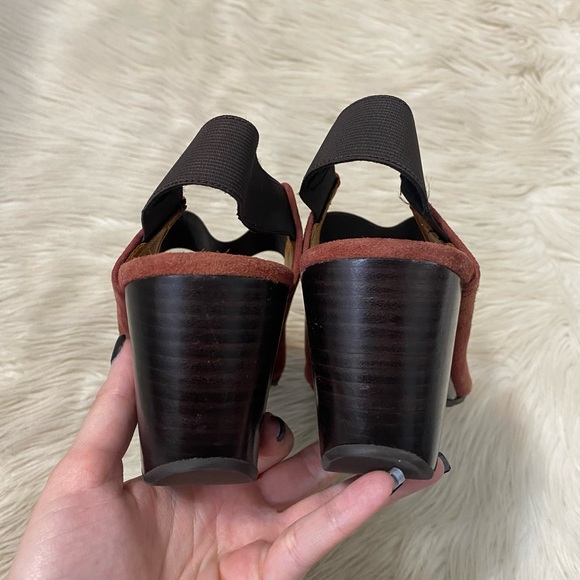 Gentle Souls Red Suede Ridge It Mary Jane Wedge Heels Elastic Vamp Slingback - Picture 6 of 8